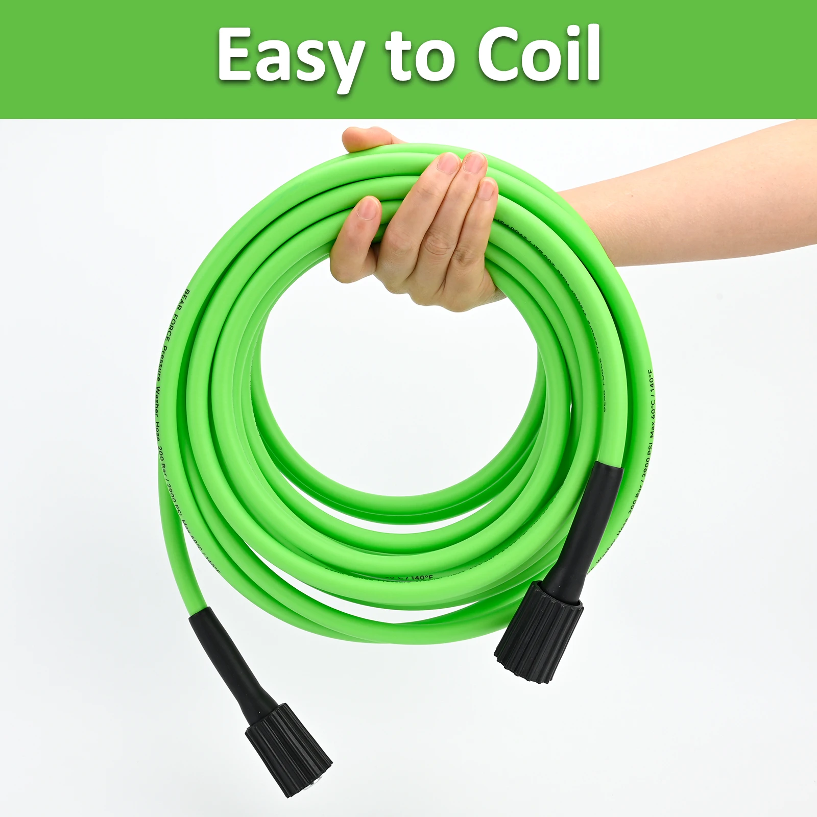 10 m/32 Fuß superflexibler Hochdruckreiniger-Schlauch, 3200 PSI, knickfester Hochreiniger-Schlauch, 1/4 Autowasch-Verlängerungsschlauch, M22-polig, 14/15