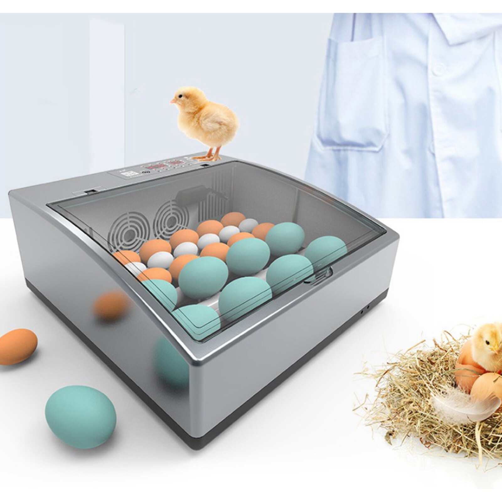 220V EU Egg Incubator Brooder Bird Hatcher For Chicken Coop Turner Farm Equipment Electronic Automatic Hatchery Tool
