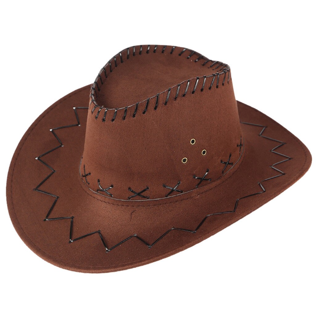 Unisex Men Women Cowboy Hat Wide Brim Solid Color Caps For Gentleman Casual Travel Fancy Party Male Female Cowgirl Hats Cap: Coffee 
