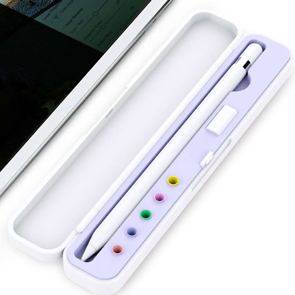 Pencil Storage Box for Apple Pencil Pen Nib Holder for Apple Accessories Portable ABS Silicone Carrying Case