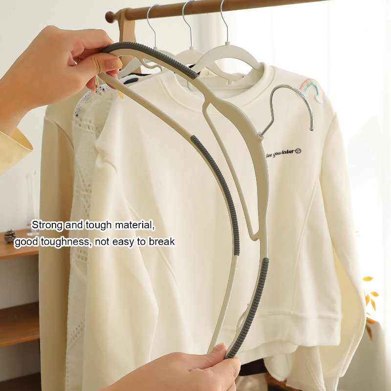 5/10 x robuste, trockene und nasse Kleiderbügel für Mantel und Hosen mit doppeltem, rutschfestem Streifen, für Zuhause, Kleiderschrank, platzsparender Kleidungs-Organizer