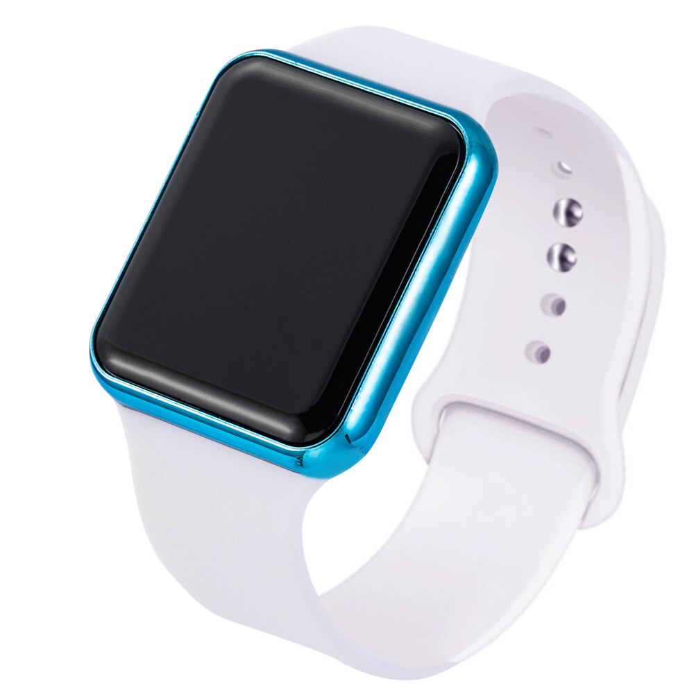 Kvinder mænd unisex sport led digitalt armbåndsur silikonerem elektroniske ure ure relogio feminino: Hvidblå