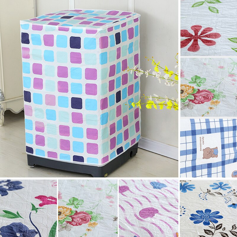 Thicken PEVA Washing Machine Cover Floral Plaid Print Sunscreen Dust Proof Cover Waterproof Case for Automatic Washing Machine