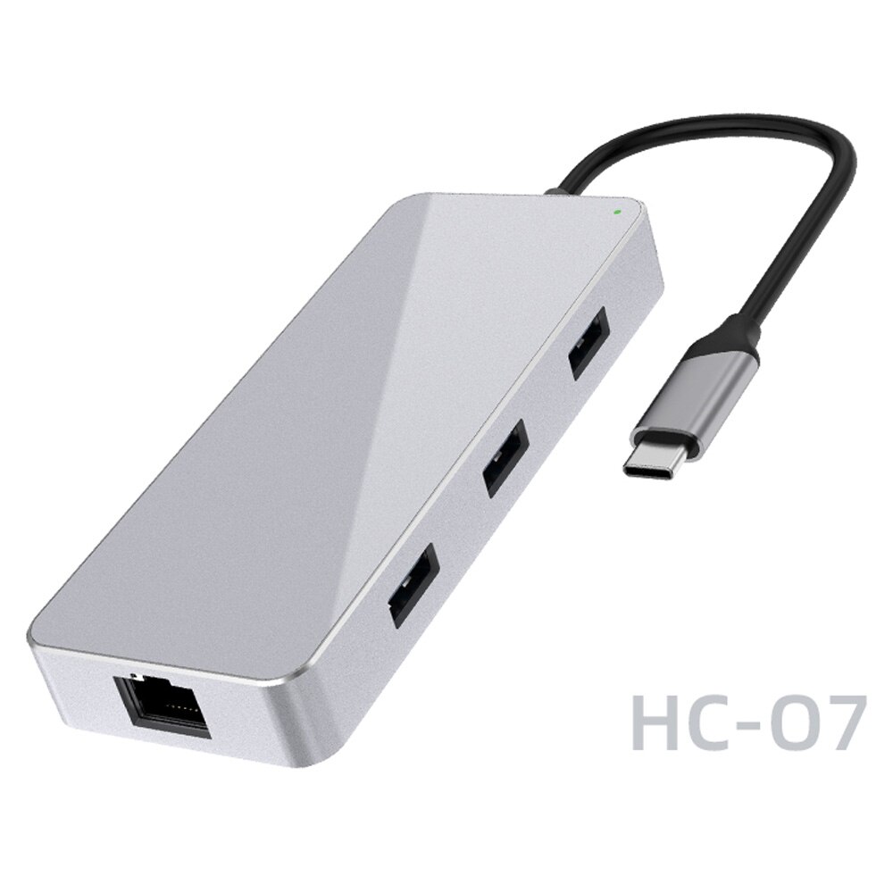 Adattatore Hub USB tipo C 8in1 per Macbook Laptop P30 nota 10 S10 Ethernet,4K HDMI, porte USB 3.0, lettore di schede SD TF, caricabatterie rapido PD: HC07 Silver