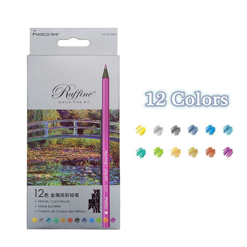 Marco lápices colores metálicos dibujar 6/12 Color artista bocetos lápices conjunto escuela suministros para arte de papelería: 12 Colors