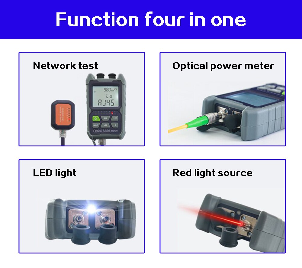 Mini 4 in 1 Optical Power Meter Visual Fault Locator Network Cable Test optical fiber tester 5km 15km 30KM VFL