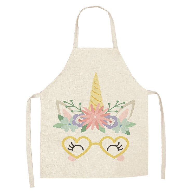 Unicorn Kitchen Apron Cartoon Parent-child Sleeveless Apron Cotton Linen Aprons for Adult Home Cleaning Tools Bibs: 22 / 38x47cm