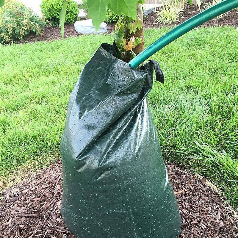 PE Water Drip Bag Tree Watering Bag Slow Release Watering Bag Tree Irrigation Bag With Zipper 20 Gallon For Garden Yard (Green)