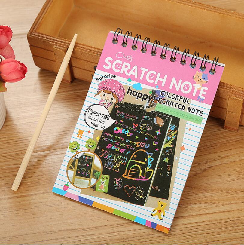 1Pc Scratch Opmerking Kinderen Creatieve Diy Kleurrijke Graffiti Notebook Kras Schilderen Kleuterschool Diy Kinderen Graffiti Boek: Roze