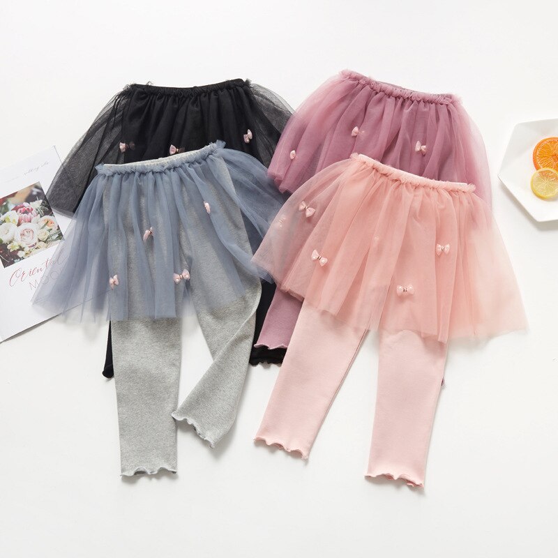 Spring Cotton Baby Girls Leggings Lace Princess Veil Skirt-pants Autumn Children Slim Skirt Trousers for 3-6 Years Kids Clothes