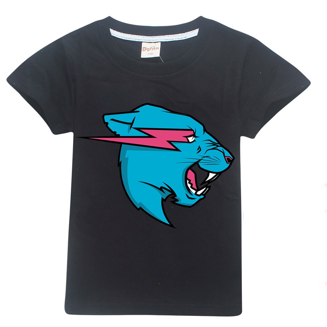 Baby Jongens Hooded Tshirt Mr Beest Bliksem Kat Esports Luipaard Hoofd Print Hoodie Kids Kerst Shirt Meisjes Tops Tee Sweatshirt: Black Tee / 140