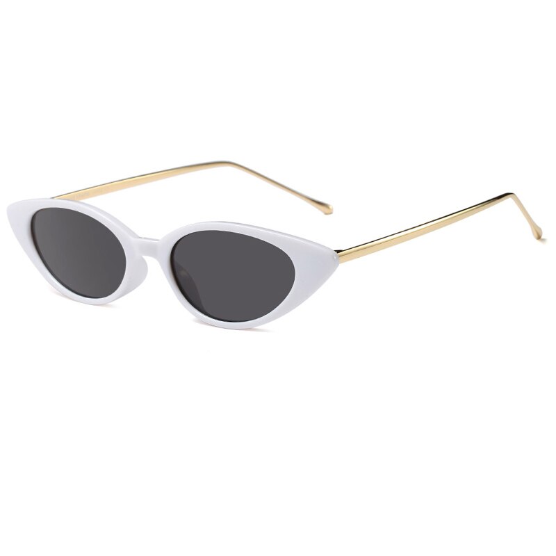 Ladies Cat Eye Sunglasses Women Brand Small Frame Sun Glasses for Female Trend Glasees UV400 O5: C7 White-Grey
