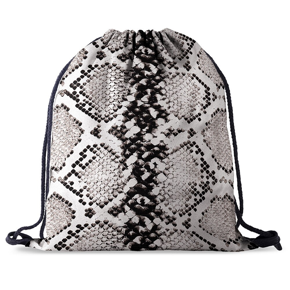 Bundel zak touw tas print slangenhuid patroon trekkoord rugzak dames heren dagelijks casual meisjes mochila knapzak vrouwelijk: Bpa 602770