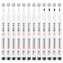 12 størrelse sorte finelinerink penne vandtæt blæk mikrolinje til kunstner tegning pensel pen