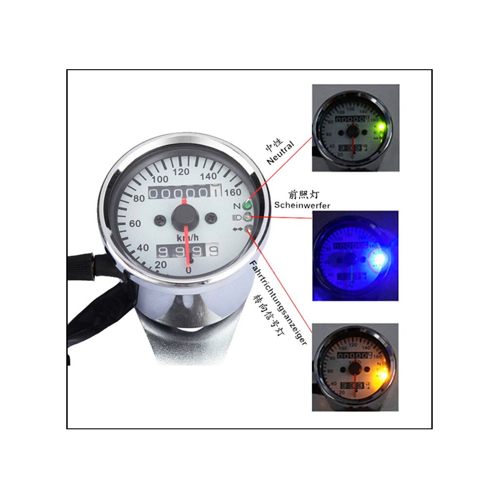 Motorcycle Odometer KMH Speedometer Gauge For Bobber Chopper Chrome