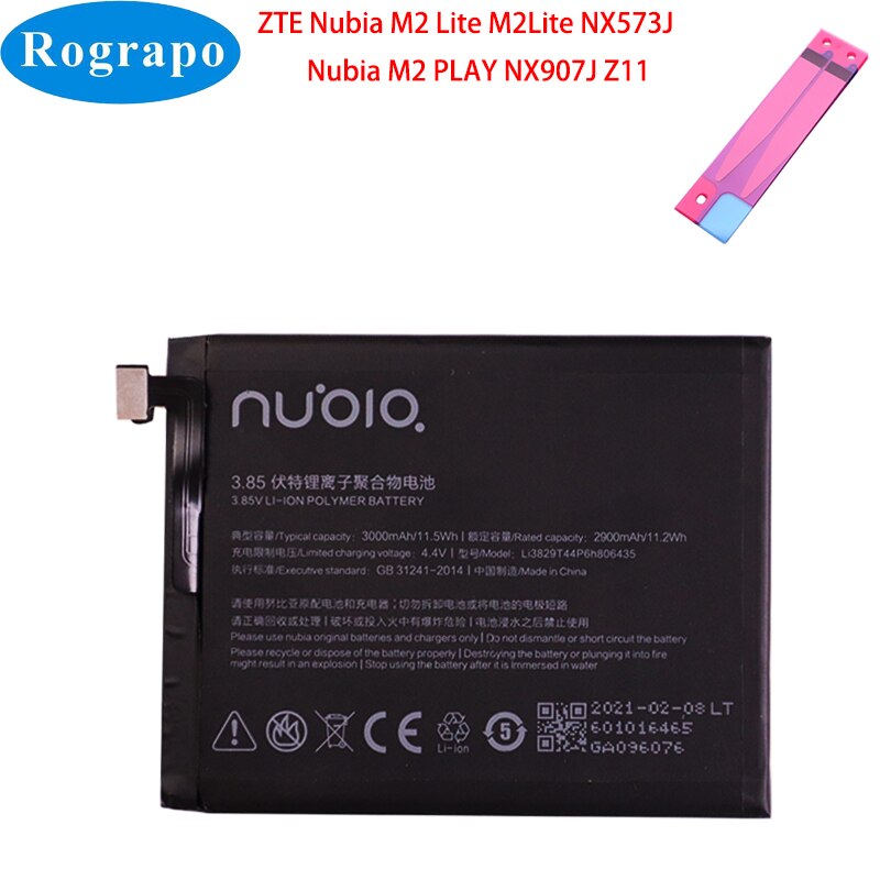 Oryginalny 3000mAh wymiana baterii dla ZTE Nubia M2 Lite M2Lite NX573J / M2 grać NX907J Z11 Li3829T44P6h806435 telefon komórkowy