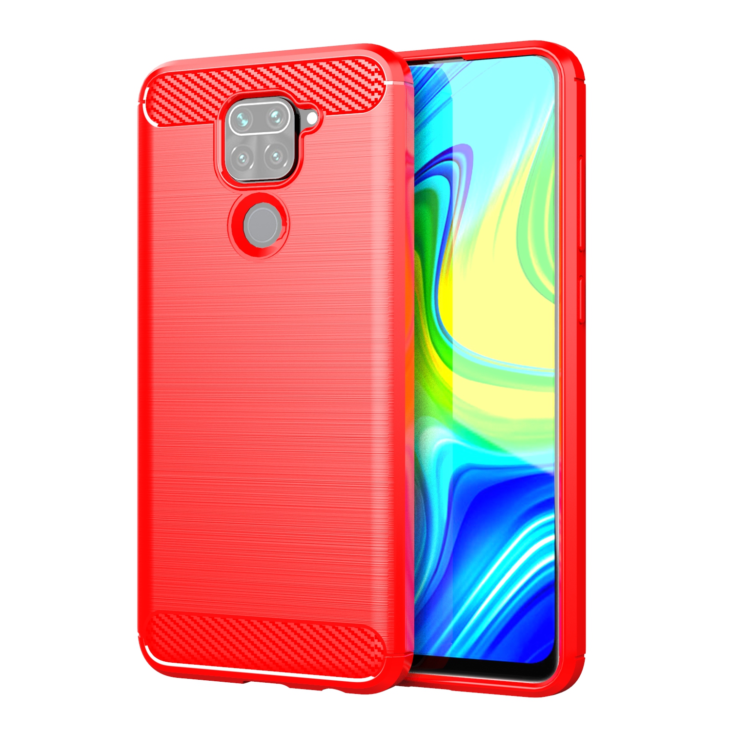 Carbon Fiber Case For Redmi Note 9 9t 9s 9pro max Soft Silicone Shockproof Phone Cover for xaomi redmi note9 4g 9 Pro: aluminum / Red