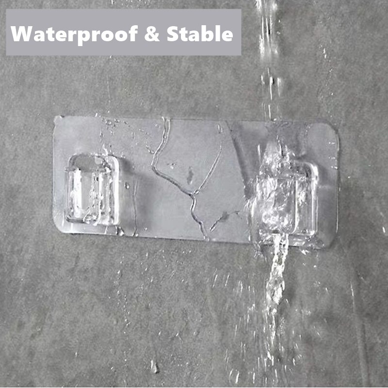 Colgador de ganchos de pared adhesivo de doble cara, ventosa de almacenamiento fuerte de pared transparente para ganchos para la cocina, Tercera Versión