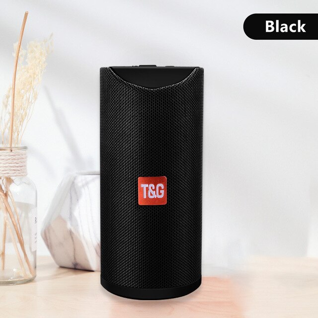 TG113 Portable Bluetooth Wireless Speakers Waterproof Stereo Column Outdoor Loudspeaker Speaker with FM Radio MP3 Bass Sound Box: Black