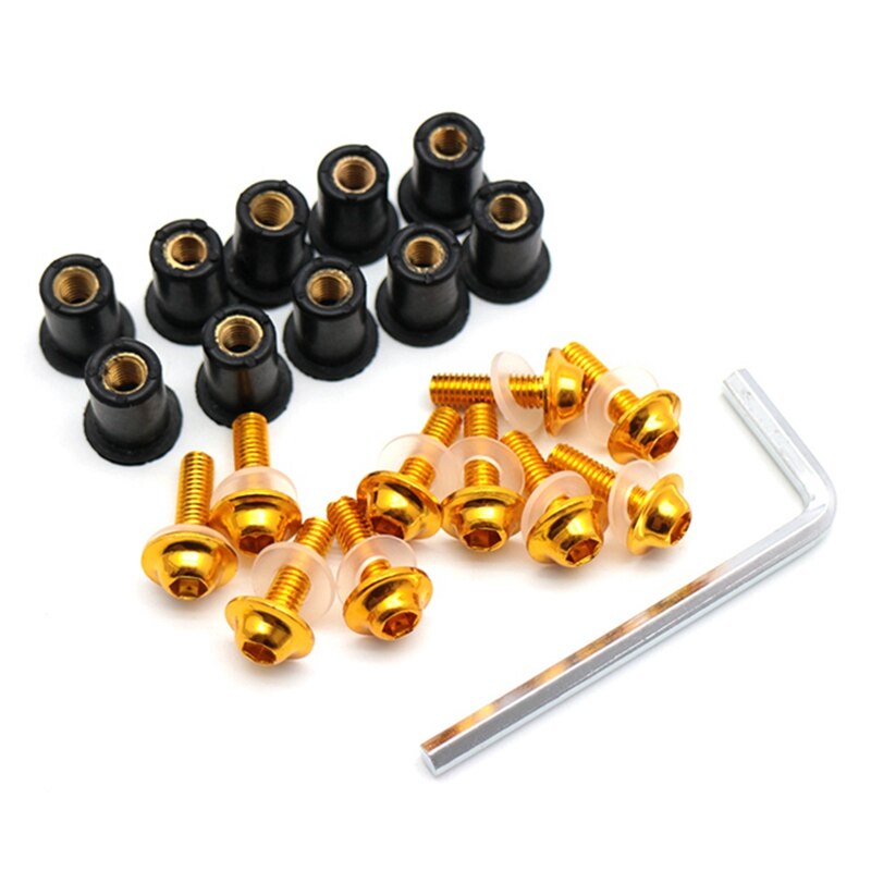 5mm Motorcycle Screw Windscreen Windshield Bolts Nut FOR YAMAHA TIGER 1050 SpoRt 1200 EXPLORER 800 XC XCX XR XRX: Gold