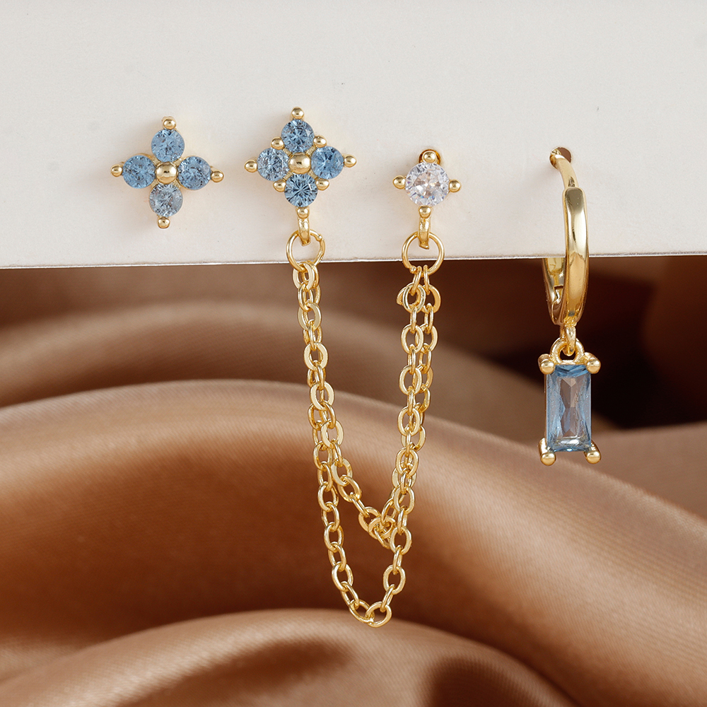 3 uds exquisito acero inoxidable 12 constelaciones pendientes de piedra natal conjunto para mujer Piercing de cartílago pendientes joyería de: Rodio plateado