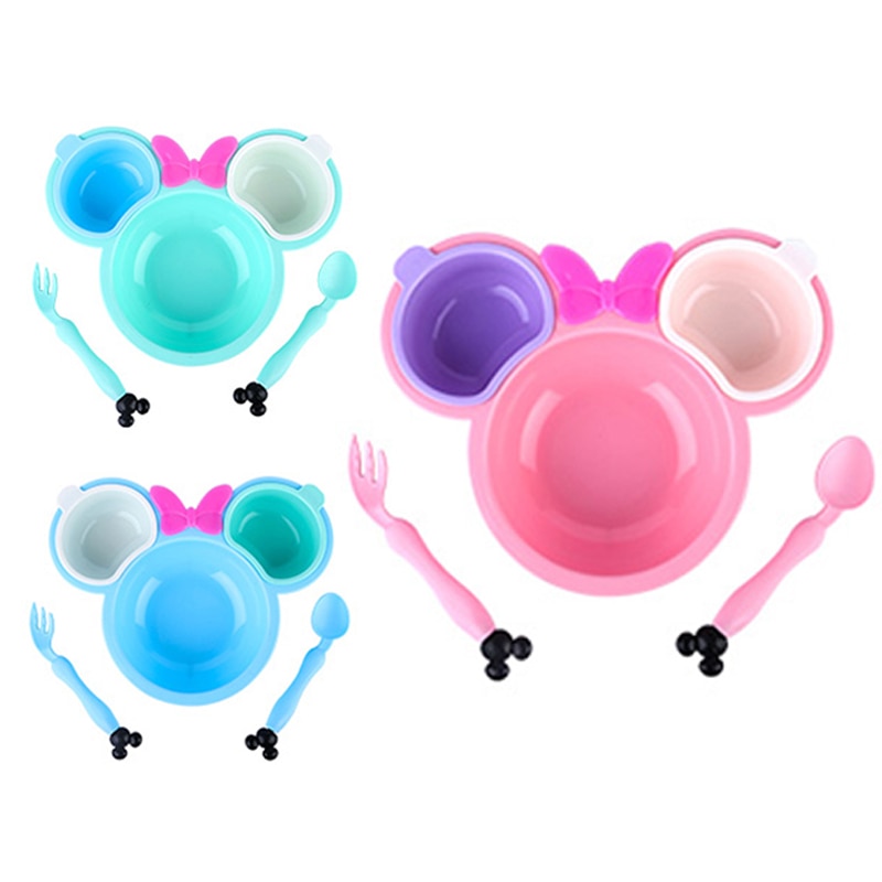 5pcs/set Baby Cartoon Eating Food Tableware Kids Dinner Plate Toddler Feeding Dishes Anti Children Training Bowl Spoon Fork