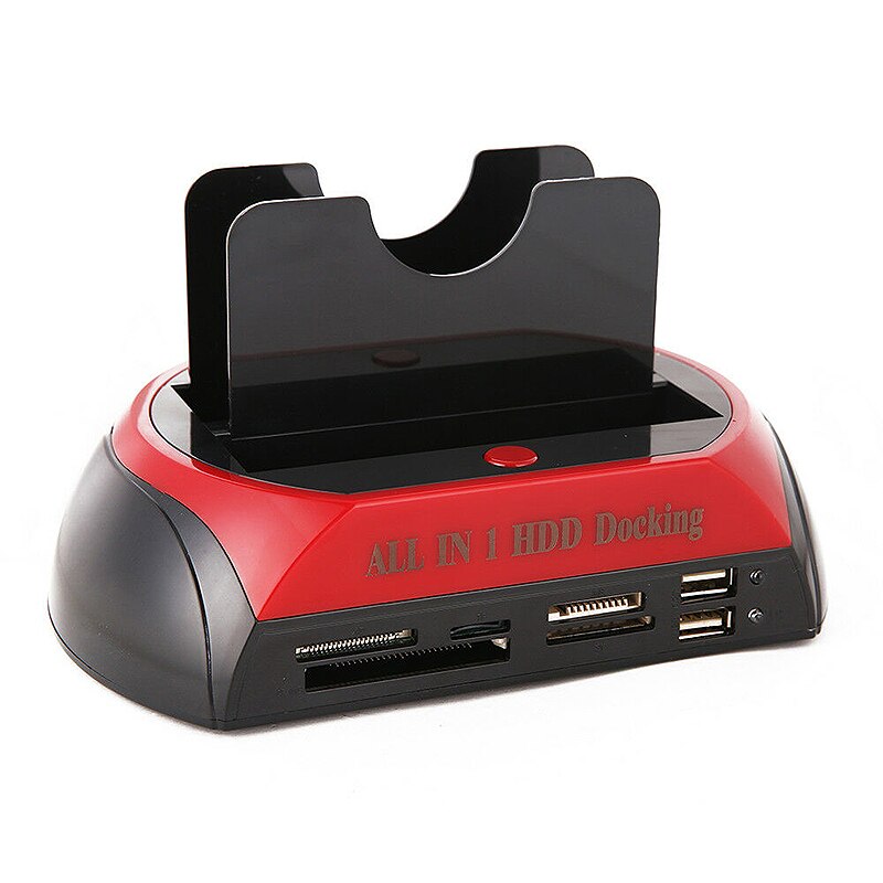 HDD Case 2-Dock Dual Bay Enclosure Station Hard Disk Drive HDD Docking Station e-SATA Card Reader USB Hub Accessories