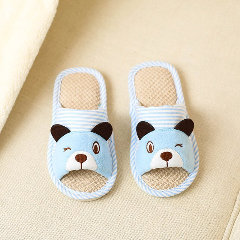 Kinderen Lente Herfst Slippers Kids Familie Slippers Cartoon Beer Huishoudelijke Anti-Slip Indoor Home Slippers voor Meisjes en Jongens: blue / 36