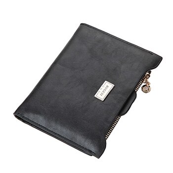 Cartera delgada de de ensueño para mujer de cámara, monedero de cuero PU con cremallera fina para mujer, monedero femenino, Mini Clutch, billeteras baratas para mujer: black