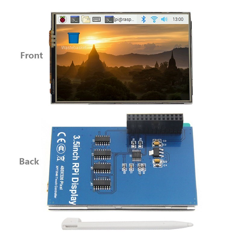 Pantalla táctil TFT para Raspberry Pi 4 modelo B, Monitor LCD de 3,5 pulgadas, 480x320, con carcasa de ABS, bolígrafo táctil para Raspberry Pi 4 Modelo B 3B + 3B