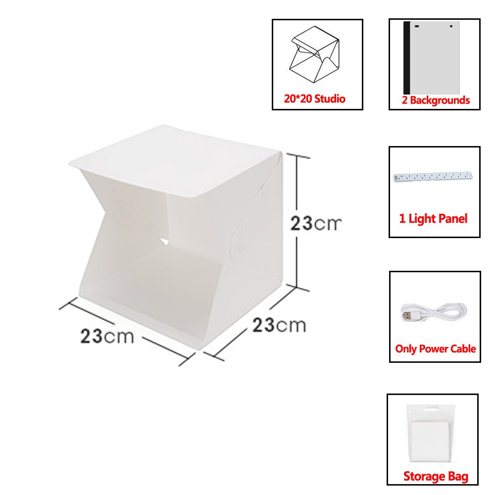 OWDLF Mini Folding Lightbox Photography Photo Studio Softbox 2 Panel LED Light Box Soft Photo Background Kit Box For DSLR Camera: DF001-2