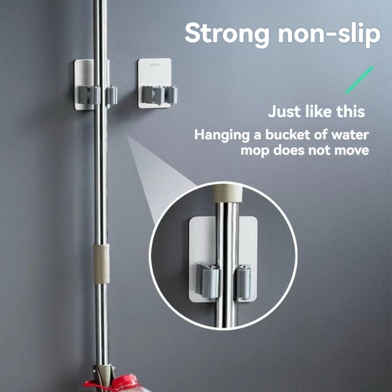 Multi-purpose Mop Hooks Adhesive Wall Hanging Mop Rack Broom Hanger Hook Kitchen Bathroom Home Organizer Accessories