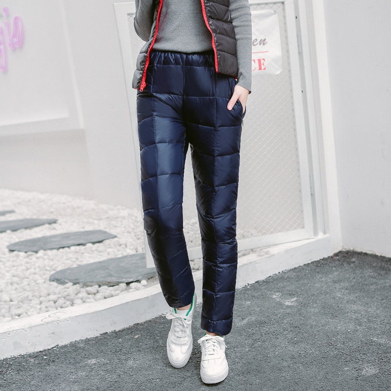 Dunbukser vinter mænd kvinder tykke varm hvide andedun sportsbukser udendørs vindtætte vandtætte camping vandrebukser 5xl