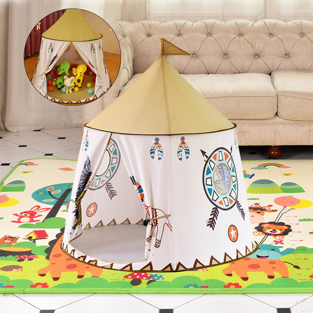 Kid Tent Huis Draagbare Prinses Kasteel 123*116Cm Aanwezig Hangen Vlag Kinderen Teepee Tent Spelen Tent Verjaardag Kerst