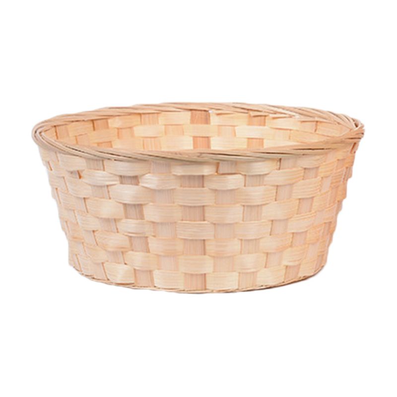 Práctico cesto redondo de mimbre, cestos tejidos de bambú para fruta, merienda, cesta para pan, cesto de almacenamiento, cesto: Rojo