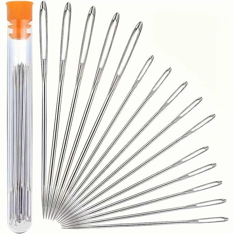 15PCS DIY Craft Tools Large Eye Needles Steel Embroidery Cross Stitch Knitting Yarn Sewing Hand Crochet Hook Set Kit: Default Title