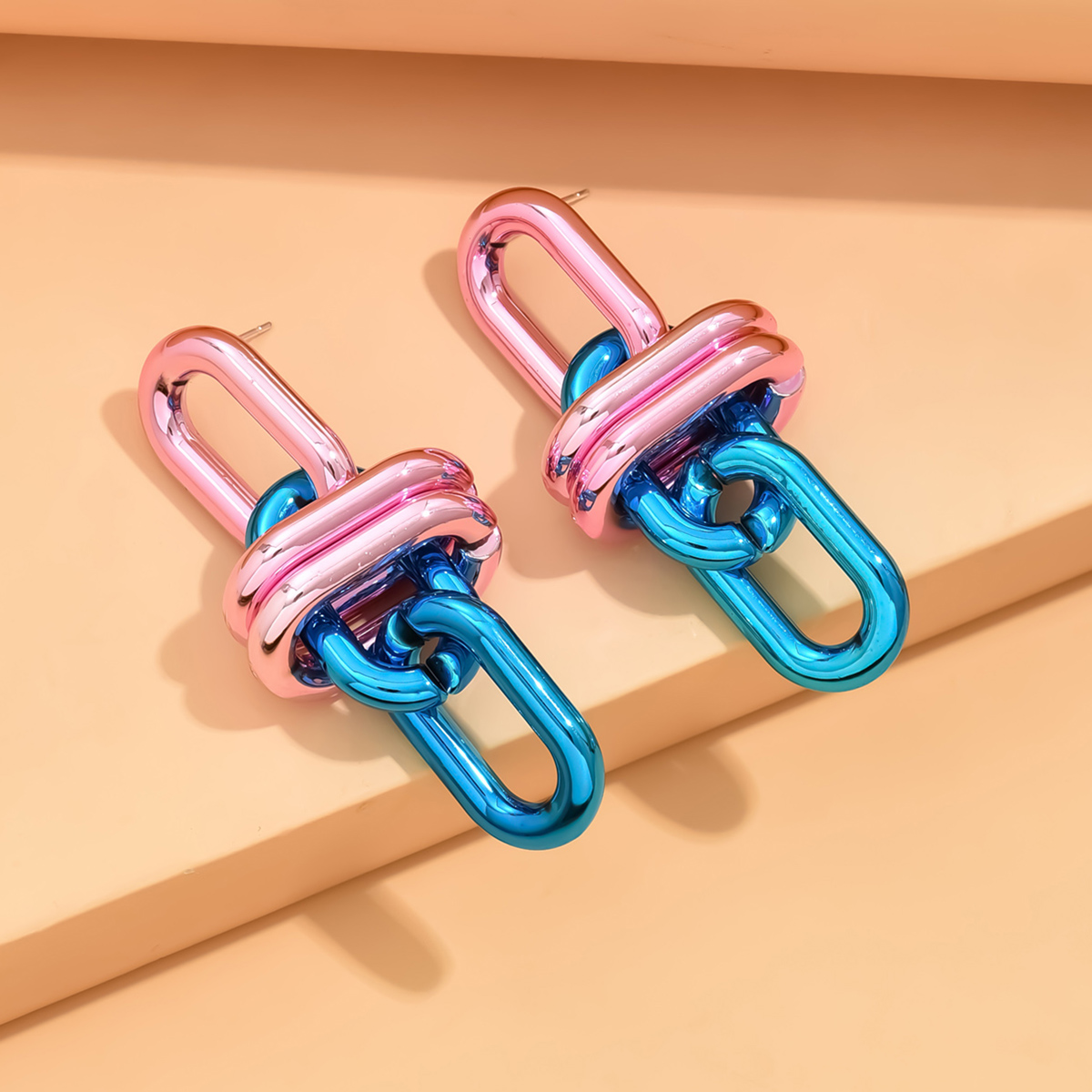 Pendientes largos de cadena geométrica acrílica Vintage para mujer, aretes colgantes verdes metálicos Punk, joyería y2k 2023: PLATEADO