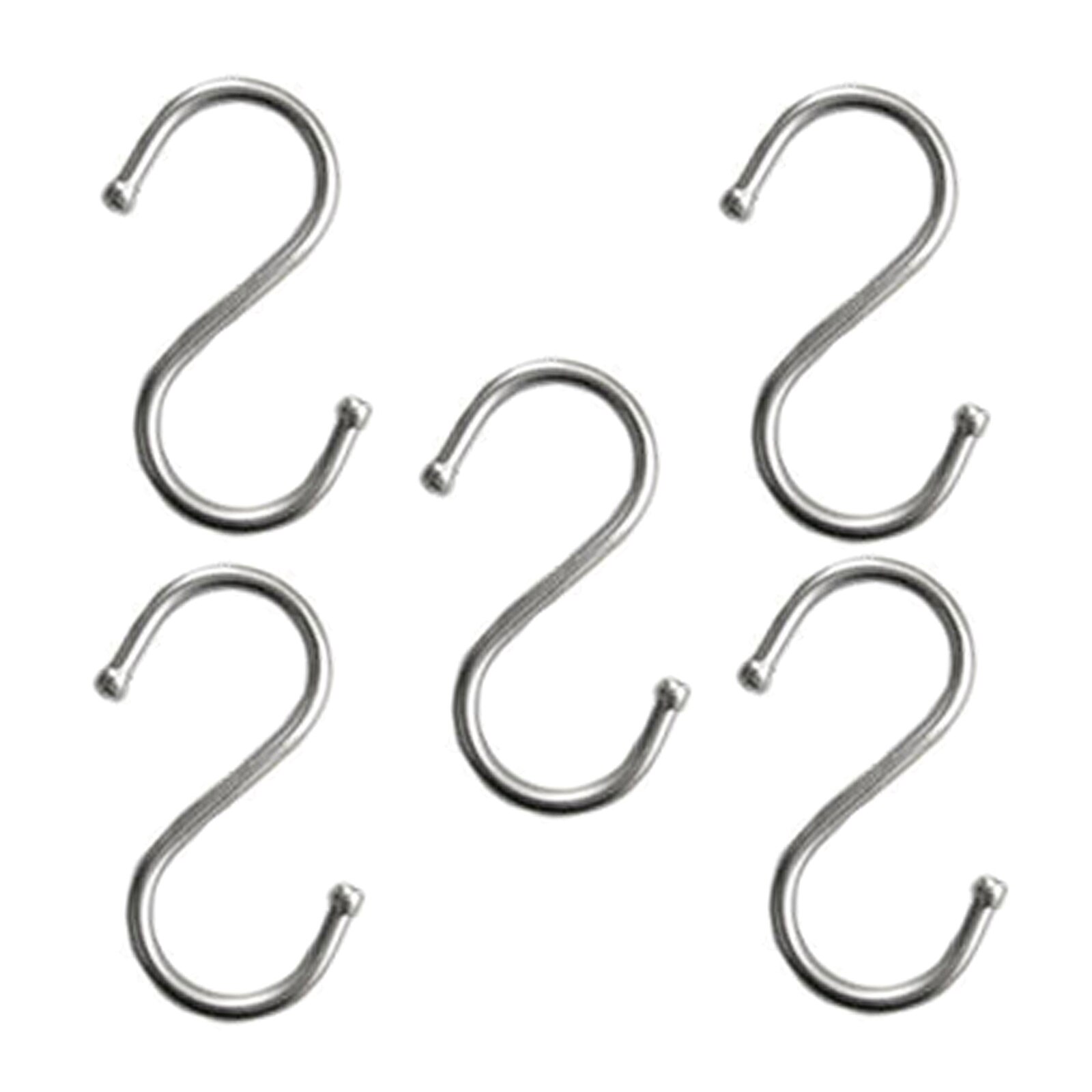 Set of 5, Heavy-duty Stainless Steel S Hooks, Kithcen Rod Hook Purse Hanger Bathroom Towel Basin Hanger, Max. Load 10kg