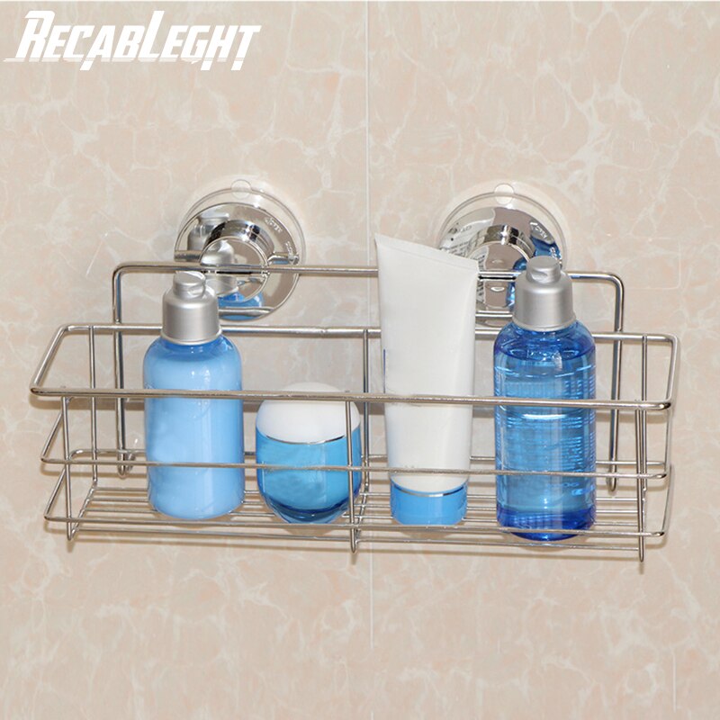 Soporte de almacenamiento de acero inoxidable, soporte de montaje en pared para baño profundo, ventosa, champú, Gel de ducha, accesorios de baño