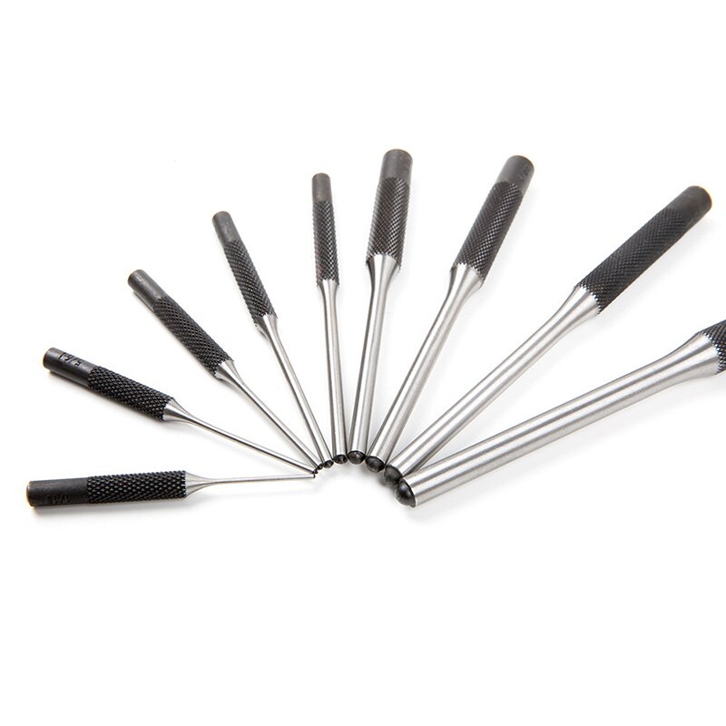9pcs Roll Pin Punch Set Hand Remover Cylindrical Drilling Tools Bolt Watch Removing Repair Tool w/ Pouch