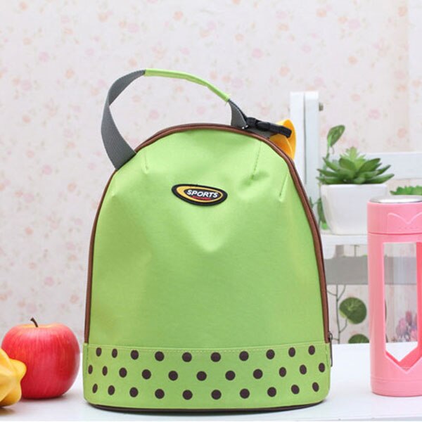 Mara Traum Tragbare Mittagessen Taschen Baumwolle Handtasche Thermische Kühler Isoliert Picknick Tasche Beutel Lebensmittel Wärmer Kit Hand Mittagessen beutel: D Green Dot