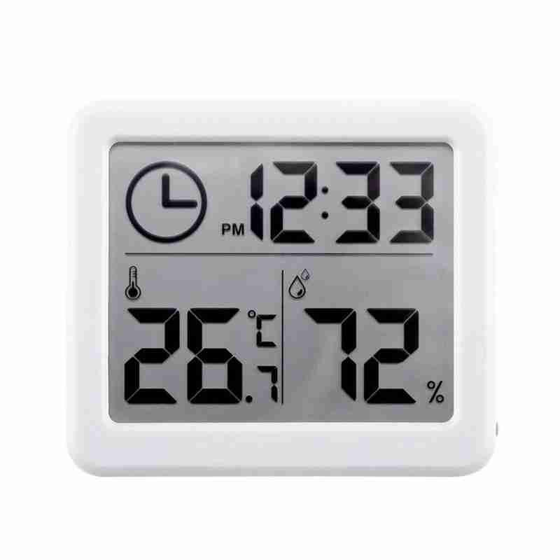 Digital Thermometer Clock Electronic Digital Digital Hygrometer Temperature Meter Thermometer Lcd Indoor Humidity E4h6: white