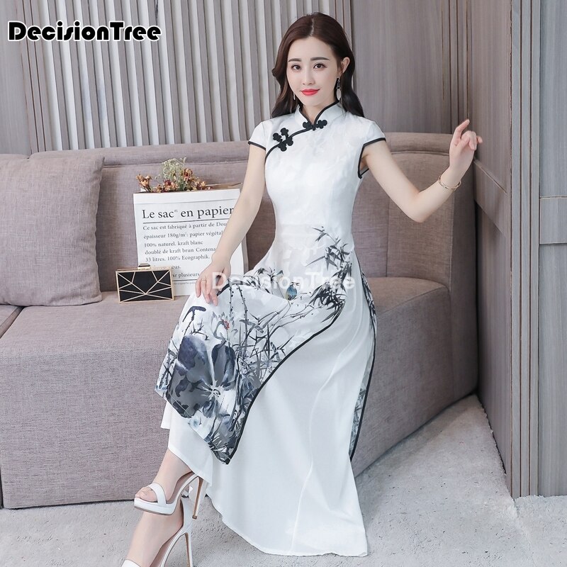 cheongsam dress women lace qipao spilt cheongsam mandarin collar novelty chinese dress lady party dress