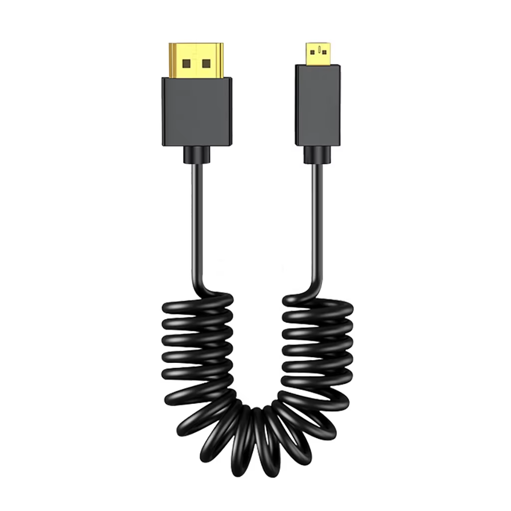 Cable de datos de resorte Compatible con Mini HDMI 8K HD/Micro HDMI para cámara DSLR, estabilizador, Monitor, accesorios de estudio fotográfico