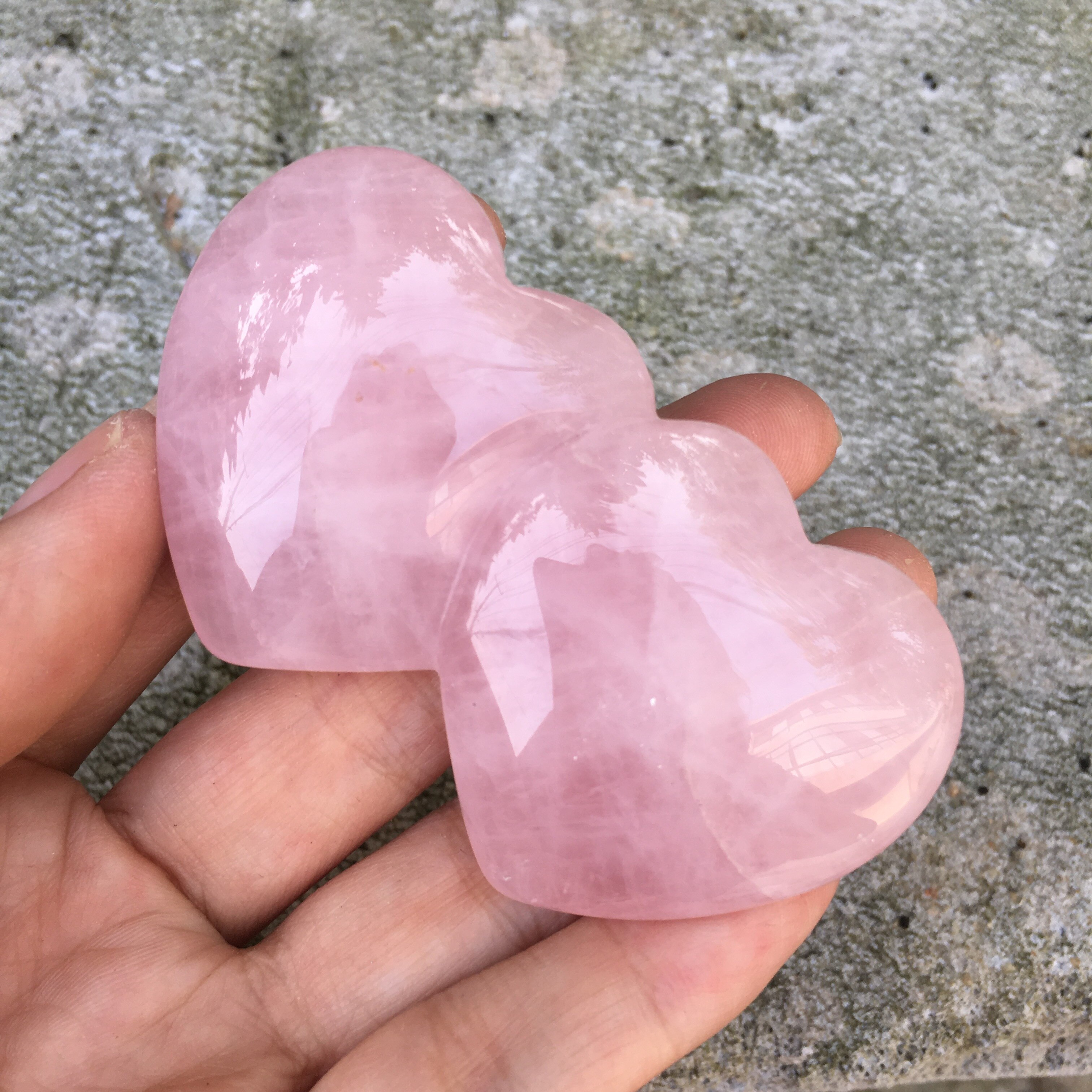 Natuurlijke Rozenkwarts Crystal Hartvormige Stenen Roze Crystal Dubbele Harten Voor