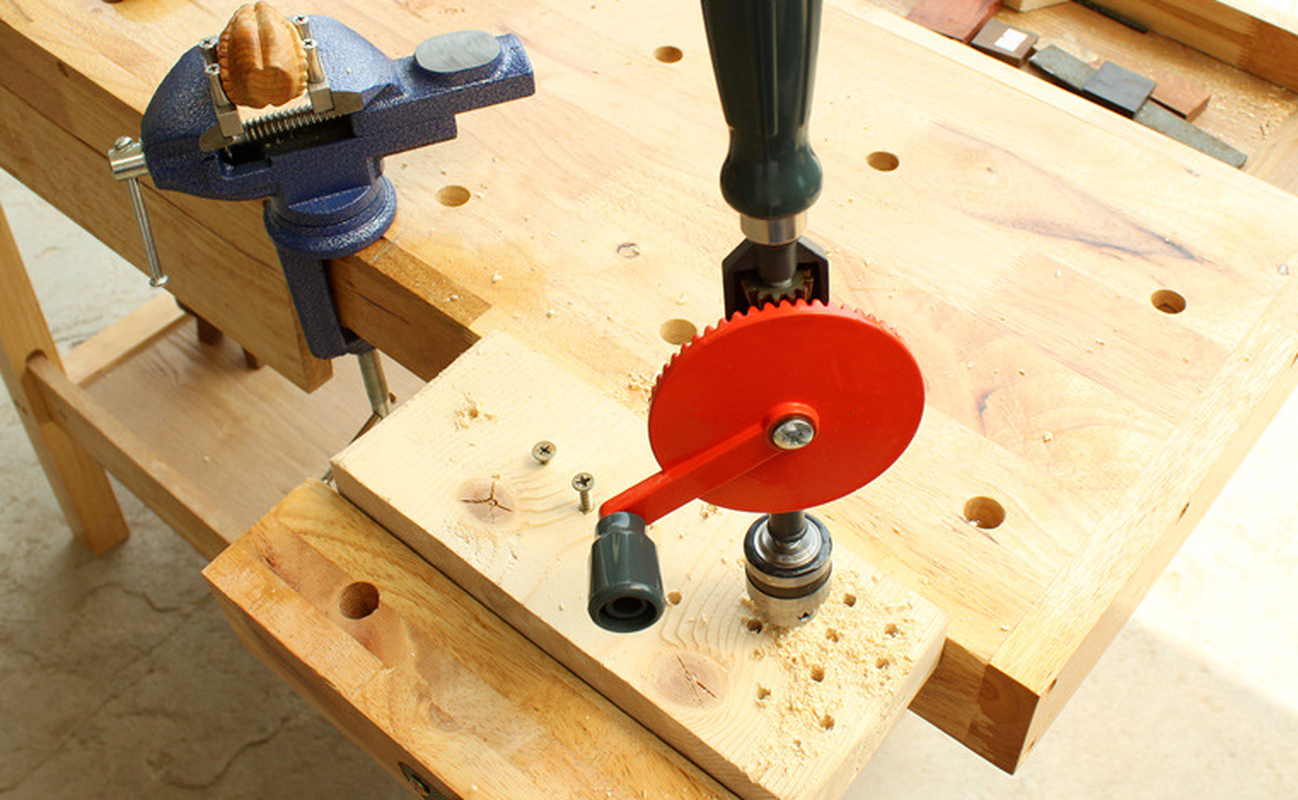 1/4 Zoll tragbare Handkurbel Hand bohrer für Holz Kunststoff Doppel getriebe w 2 Ritzel 667a