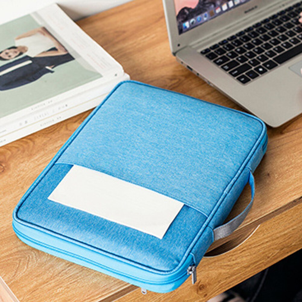 Sac de documents Oxford tissu pour cahiers Multi fonctionnel A4 Portable étanche unisexe école grande capacité stockage Zipper: Sky Blue