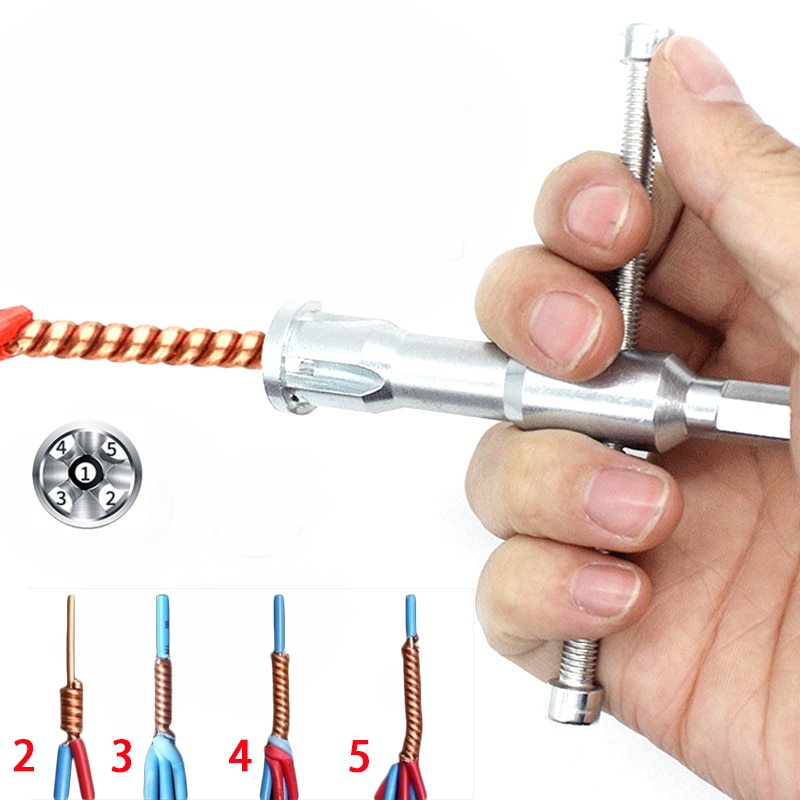 5 Hole Cable Wire Stripping Twisting Tool Electrician Automatic Stripping Tools Electrical Doubling Twist Quick Hand-use Peeling