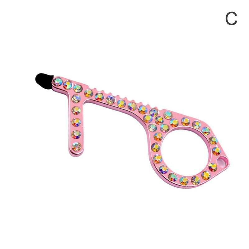 1pcs Anti Contact Door Opener Touchless Key Opener Doors Without Touching Home EDC Door Opener Portable Anti Contact Door Opener: Pink