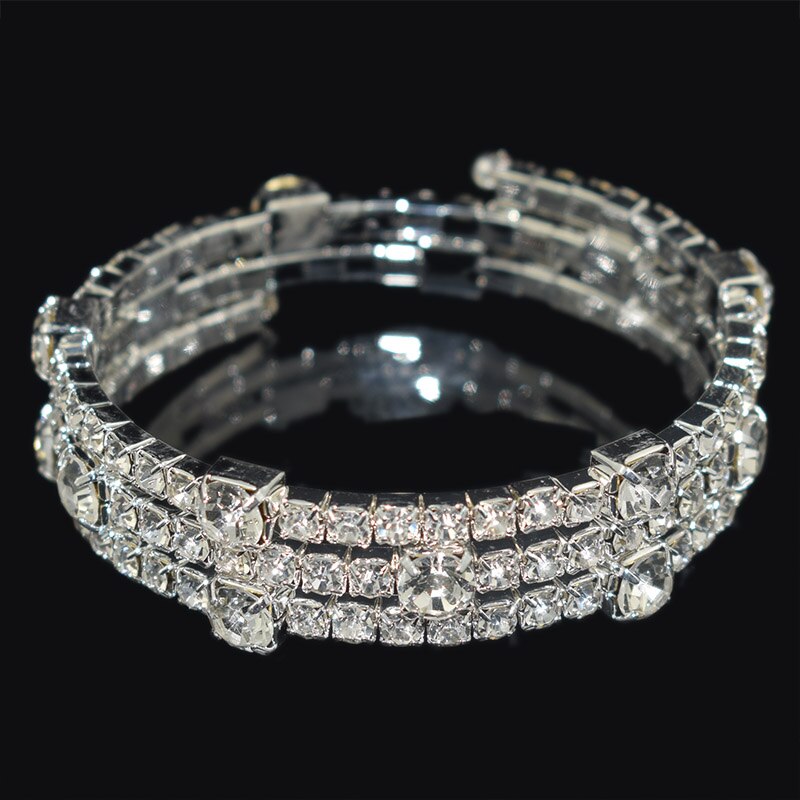 Crystal Manchet Armbanden Voor Vrouwen Rhinestone Verzilverd 3 Rij Bangle Armband Wedding Bridal Sieraden Meisje: bei se